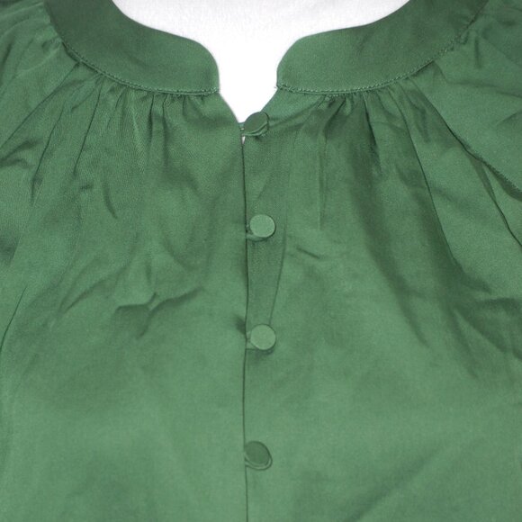 NWT 100% Tencel Machine Washable Womens XS Forest Green Blouse Button Down - Picture 5 of 7